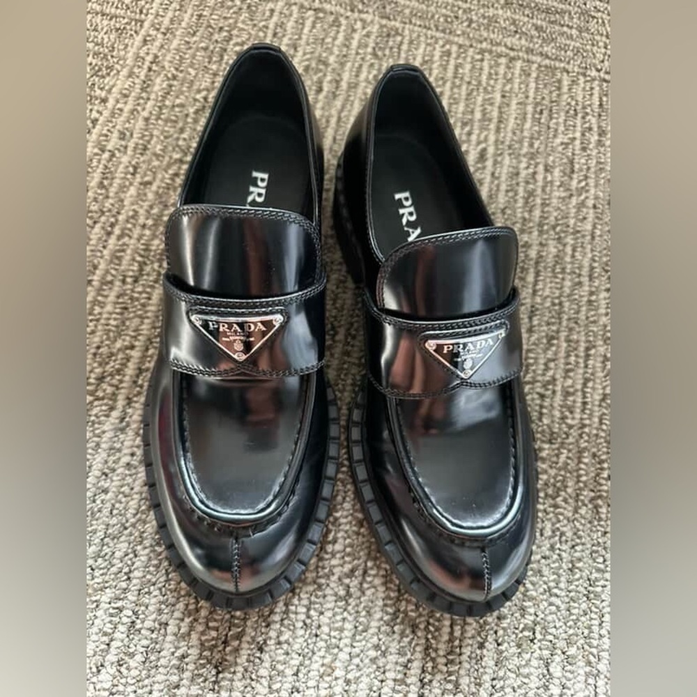 Prada Black Chunky Platform Loafers